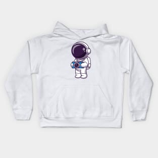 Cute Astronaut With Camera Cartoon Kids Hoodie